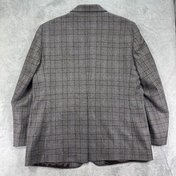 Joseph Abboud Blazer Jacket Mens 50L Brown Gray Plaid Wool Single Breasted - Picture 3 of 16